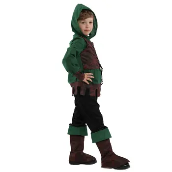 Bērniem Bērnu Viduslaiku Archer Hunter Robin Hood Kostīms Zēniem Halloween Karnevāls Purima Puse Mardi Gras Apģērbs Disfraces