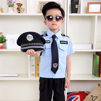 Bērni, Zēns, Meitene, Ceļu Policijas Inspektors Cosplay Kostīmu Bērnu Militāro Policistu Vienotus Halloween Karnevāls Puses Posmā Drēbes