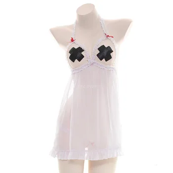 Seksīga Mežģīņu Apakšveļa Cute Princese Atklātu Krūts Guļ Nightdress Sleepwear Lolita Kawaii Šifona Kleita Sleepwear Sieviešu Naktskrekls