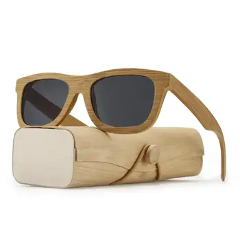 Roku darbs Bambusa koka rāmja saulesbrilles par sievietēm, vīriešiem Polarizētās vintage saules brilles Beach Anti-UV brilles zonnebril