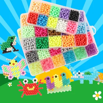 6000pcs 24colors Krelles Puzzle Kristāla Krāsa DIY Ūdens Strūklu Krelles Uzstādītu Bumbu, Spēles 3D Roku darbs Bērniem, Burvju Rotaļlietas Bērniem