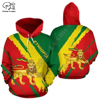 Vīrieši Sievietes Etiopija Pilnu drukas 3D Hoodies Smieklīgi valsts karoga sporta Krekls Modes Kapuci ar garām Piedurknēm ar rāvējslēdzēju unisex lauva Pulovers
