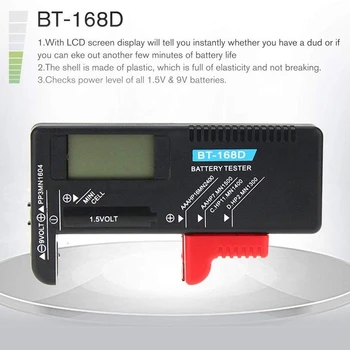 BT-168D Digitālo Akumulatoru Testeris Detektoru Spēju Diagnostikas Rīks Volt Pārbaudītāju Aaa Aa C D 9V 1,5 V Pogu Šūnu Akumulators