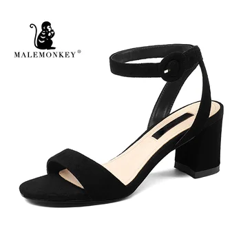 MALEMONKEY 821506 Sandales Zīmolu Modes Sieviešu Sandales 2020. Gadam Seksīgas augstpapēžu Sandales Sieviete Melnā Vienkāršs Dizains Sandales Sievietēm