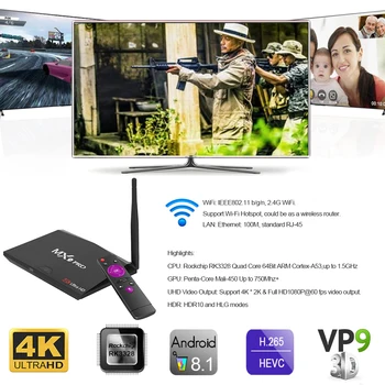 Karstā Pārdošanas MX9 Pro Android 9.0 TV Kastē RK3328 Četrkodolu 64 bitu 2G 16.G UHD 4K TV KASTĒ HDR 3D Mini DATORU, WiFi, Bluetooth 4.0 VS MINI X96