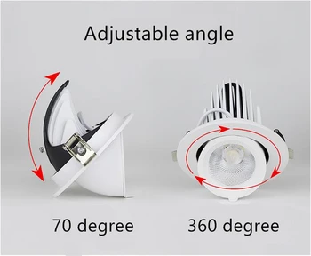 LED bagāžnieka gaismas COB LED gimbal gaismas 20W 30W 40W Silti Balta, Auksti Balta COB LED gimble lampas grozāms led downlight Regulēšana