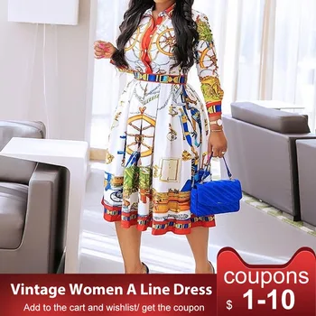 Ir 2021. Āfrikas Elegants Plus Lieluma Sievietēm Kroku Kleitas, Drēbes, Augsts Viduklis Ģeometriskā Iespiesti OLA darba Apģērbi Tunika Midi Femme Vestiods
