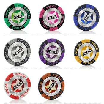 50 GAB./DAUDZ Poker Mikroshēmas 14g Māla/Dzelzs/ABS Double-sided SPĒLE MAX Skaidas Texas Hold ' em Poker Vairumtirdzniecība