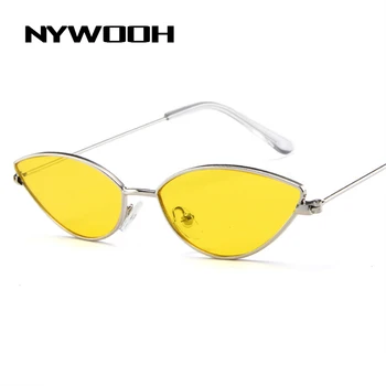 NYWOOH Vintage Cat Eye Saulesbrilles par Sievietēm, Retro Mazo Saules Brilles Toņos Trīsstūris Brilles UV400
