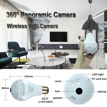 ZGWANG 1080P, 960p 360 Drošības wifi Kameru Lampas Panorāmas Spuldzes IP CCTV Video Novērošanas Platleņķa HD Nakts Redzamības divvirzienu Audio
