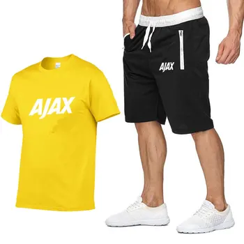 Vīriešu īsām piedurknēm AJAX drukāt vasaras vīriešu t-krekls hip-hop Harajuku T-krekls augstas kvalitātes kokvilnas T-krekls, bikses, sporta tērps