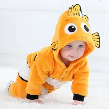 Dzīvnieku Bērniem Drēbes Baby Romper Zēni Meitenes Jumpsuits Clownfish Pidžamu Ar Garām Piedurknēm Cosplay Halloween, Ziemassvētku Kostīms