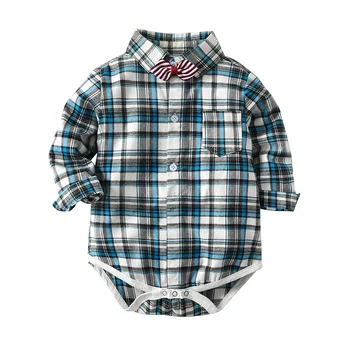Baby Boy Baby Romper Onesie Kaklasaiti+ Krekls Ar Garām Piedurknēm Kombinezonus Bērniem Kokvilnas Zēnu Drēbes Džentlmenis Puse Apģērbi