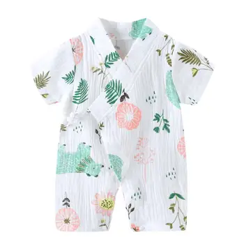 Bērnu, Meiteņu Un Zēnu Drēbes Mazulis Kimono Kombinezonus Japāņu Mīksts Kokvilnas Marle Sleepwear Kāzu Jaundzimušajiem Nakts Jumpsuits Y685