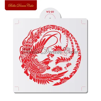 Ķīniešu Stilā Pūķis&Phoenix Modelis Sienas, Pulverizatoru, Trafaretu Krāsošana Dekorēšanas Plastmasas Trafareti par Diy Scrapbooking Mākslas Amatniecības