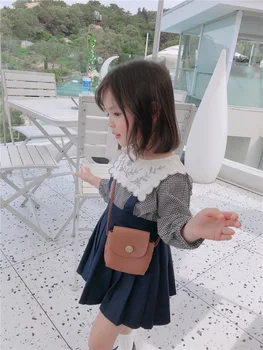 2020. gada Rudenī Jaunās Meitenes Pleds Izšūti Kreklu Baby Toddler garām Piedurknēm Kokvilnas Modes Topi Apģērbi Bērnu Modes Krekli