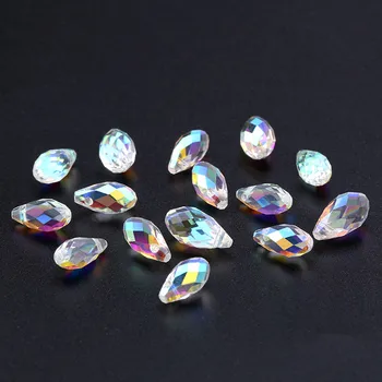 Vairumtirdzniecības 5.5x11mm,6.5x13mm Slīpētas stikla asaras krelles mixedcolor kristāla pērles, lai Aproce, Kaklarota, Auskaru Veidošanai
