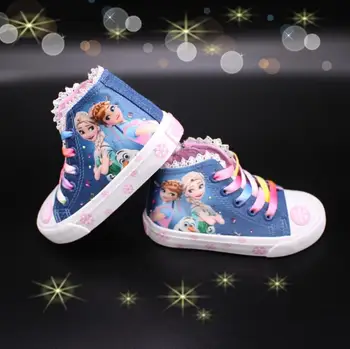 Meitenes, saldēti elsa princese audekla kurpes bērniem zemas frekvences sneaker Karikatūra soft gadījuma kurpes Izmērs 26-37