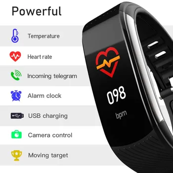 C6T Ķermeņa Temperatūra Smart Aproce Ūdensizturīgs Skatīties Sirdsdarbības Monitors Smartband Aproce Fitnesa Veselības Dienesta Smartwatch