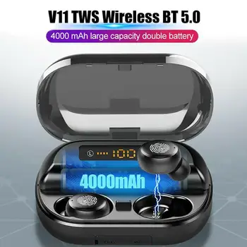 V11 TWS Bluetooth Austiņas 5.0 Bezvadu Earbuds 9D Stereo Austiņas Ar Lādētāju Lodziņā 4000 mAh Jauda Banka pk redmi gaisa punkti elari