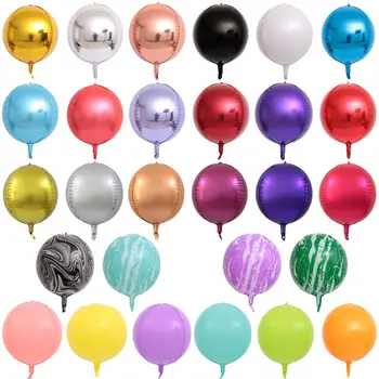 10 Collu 4D Apaļa Alumīnija Folijas Baloniem, Kāzu Folijas, kas ir Piepūšams ar Hēliju Gaisa Balons, Metāla Cepums Krāsu Balonu Gaisa Bumbiņas