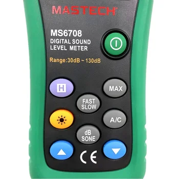 MASTECH MS6708 Rokas Rūpniecības Ciparu Skaņas Līmeņa Mērītājs, LCD Displejs 30dB~130dB Analog Bar Trokšņa DB Decibels Līmenī Testeris