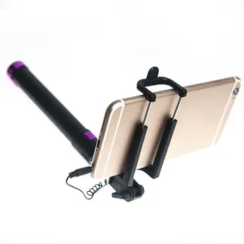 AILEHKUO 20-80cm Salokāms Pagarināt Teleskopiskie Selfie Stienis Kabeļu Klāstu Vadu Monopod Mobilā Tālruņa Turētājs 3.5 mm Jack Selfie Stick