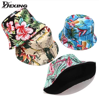 Ziedu lapu tropu drukāt zvejnieka cepure vasaras poniju cepuri, pludmales UPF 50+ aizsardzība pret sauli spaini cepures sievietēm, vīriešiem bob 11 KRĀSAS