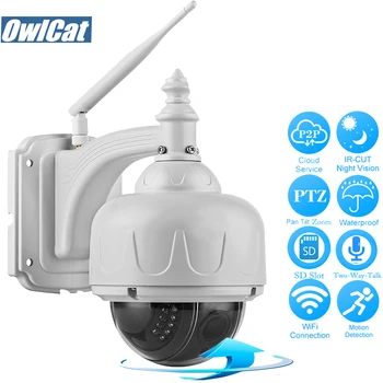 OwlCat SONY HD CMOS 2MP 5MP PTZ IP Kameras Wifi Āra Ūdensizturīgs divvirzienu Audio 5X Tālummaiņas SD Kartes Slots Drošība CCTV Kameras Wifi