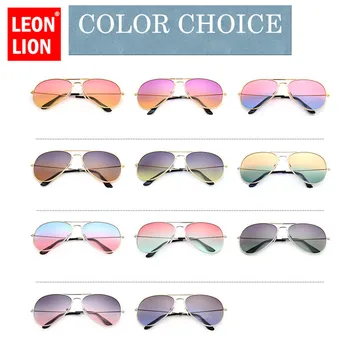 LeonLion Ir 2021. Dubultā Krāsas Gradients Saulesbrilles Sieviešu Sakausējuma Spogulis Brilles Dāma Retro Metāla Glāzes Lunette De Soleil Femme