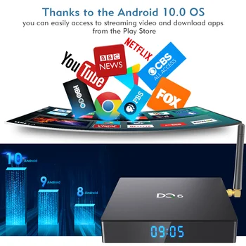 DQ6 Smart Tv Box Android 10.0 4G 32G Rockchip RK3318 Bluetooth 5G Wifi Antena 4K Media Player Youtube Set Top Box