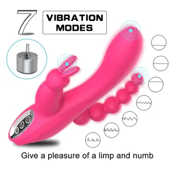 3 in 1 G-Spot Trušu Anālais Dildo Vibratoru Pieaugušo Seksa Rotaļlietas ar 10 Vibrācijas Režīmi Sievietēm Uzlādējams Klitora Maksts Stimulato