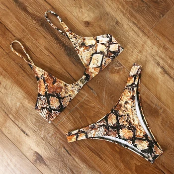 Seksīgi Bikini 2019 Čūska Iespiesti Peldkostīmu High Cut Peldkostīms Brazīlijas Sieviešu Sandales Biquini Peldkostīmi Sievietēm Vasarā Peldēties Uzvalku