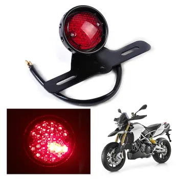 Karstā Pārdošanas Motociklu LED Retro Sarkans Aizmugures Bremžu Signāllukturis Lampas W/ License Plate Stiprinājums Harley Honda Suzuki Helikopters Bobber
