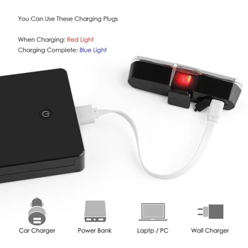 Kalnu Velosipēds Taillight Divu krāsu Gaismas Avots, 5 ātrumu Režīms USB Uzlāde Izjādes Iekārtas