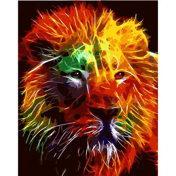 Nopietnu lauva krāsu Dzīvnieku DIY Digitālo Krāsošana Ar Numuriem, Mūsdienīga Sienas Māksla, Audekls Gleznošanai Unikālu Dāvanu, Mājas Decor40x50cm