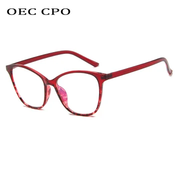 OEC CPO Lielgabarīta Cat Eye Briļļu Rāmji Sieviešu Modes Optiskie Rāmji Skaidrs, Lēcas, Brilles Sieviešu Brilles Pārredzamu O648