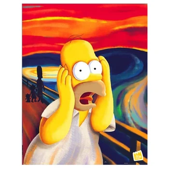 Pilnu Kvadrātveida Urbt 5D DIY Dimanta Glezna Kliedziens Homer Simpson Kliedziens dimanta Izšuvumi Krustdūrienā,Mozaīkas,Mājas Dekoru