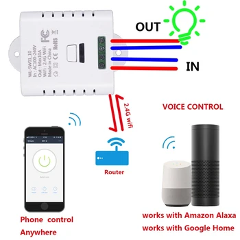 Wifi Smart Releja Slēdzis 10A Tuya Smart Dzīves App Bezvadu Tālvadības pults Darbojas ar Alexa Ifttt, Google, Home, Mini