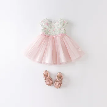 DBZ14056 dave bella vasaras bērnu meitene ir princese ziedu acs rāvējslēdzēju kleitas bērnu modes puse kleita bērniem, zīdaiņu lolita drēbes