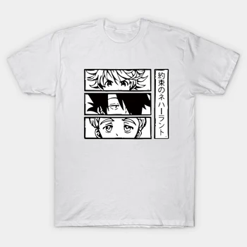 Anime Solīto Neverland Vīriešu T Krekls Emma Manga Norman Ray Anime T-Krekls Unisex