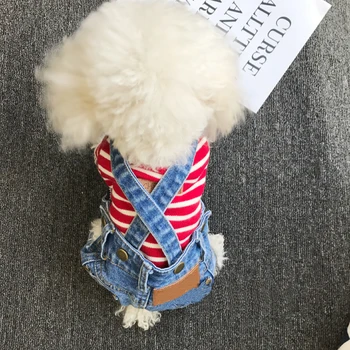 Džinsa Jumpsuit par Suņiem, Maziem Suņiem Mājdzīvnieku Apģērbu Visas Spēles jean tērps suns Chihuahua Mopsis Vasaras Suņu Kostīmu džinsi suns S-XXL