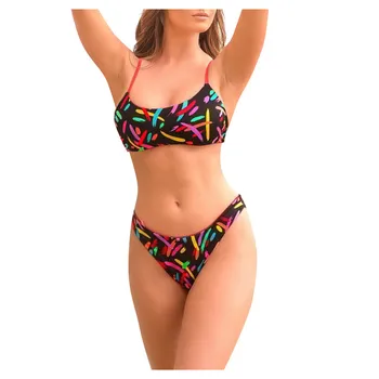 Kawaii Drukāšanas Sieviešu Drukāt Push-Up Polsterējumu Beach Bikini Komplekts Peldkostīmu Beachwear Peldkostīmi kostīmu da bagno 30D12