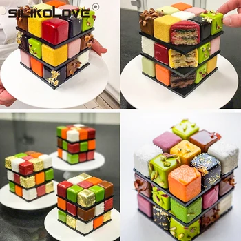 SILIKOLOVE 15Cavity Silikona Veidnē Kubs, kas Nav Stick Deserta Mīklas Pelējuma Magic Cube Salaist Kūka Laukumā Rūķītis Veidnes Kūku Cepšanai
