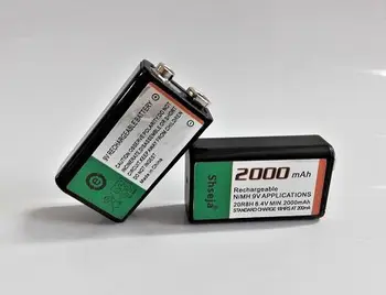JAUNAS 2GAB 2000mAh 9V akumulators 9 volt Ni-MH akumulators + 9V 6F22 Baterija Smart Lādētāju