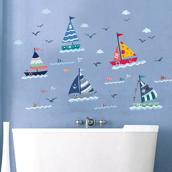 Zs Uzlīmes 70*130 cm ūdensizturīgs sienas uzlīmes, laivu mājas dekoru jahtu sienas decal vannas istabas sienas bērniem vannas istaba