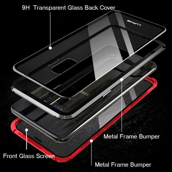 Priekšējo un Aizmugurējo Stiklu 360 Pilna Ķermeņa Magnētisko Case For Samsung Galaxy S9 Plus Piezīme 9 S9Plus Note9 Luksusa Magnēts 360 Metāla Vāciņu s