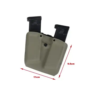 Tactical Belt Clip Mount W&T Kydex Double Mag Pouch maksts, lai G17 Haki