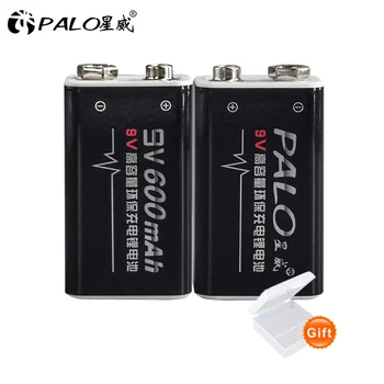 PALO 2gab 9V 6F22 600mAh litija Akumulators 2 gab gabalus 9 voltu litija jonu li jonu liion baterijām