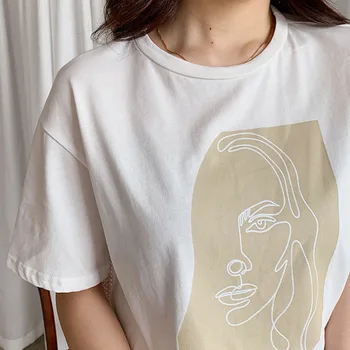 Sieviešu T Krekls ar Īsām Piedurknēm Vasaras 2020. Gadam Abstraktas cilvēka sejas, druka, T-krekls Hipster Kostīmu Vīriešu T Krekli Zila/Balta